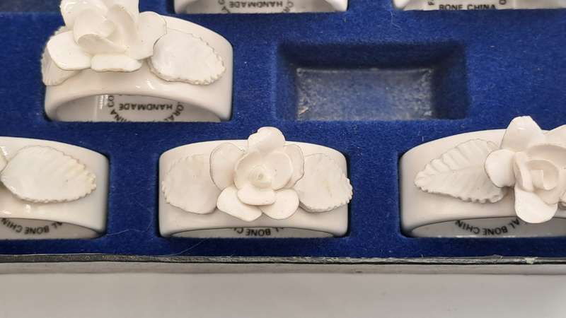 6 Handmade Floral Bone China Co.  Servette Rings Durban - Boxed