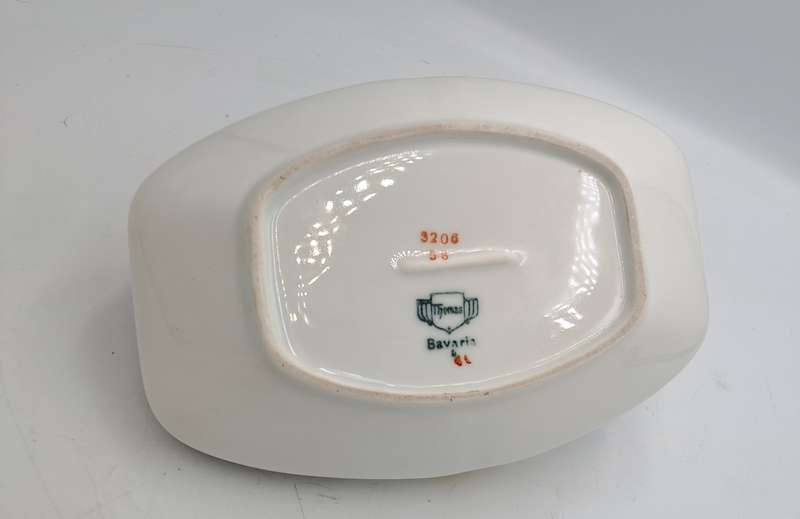 Vintage Bavaria Gold Handle Porcelain Basket Dish - Gold on handle show some wear