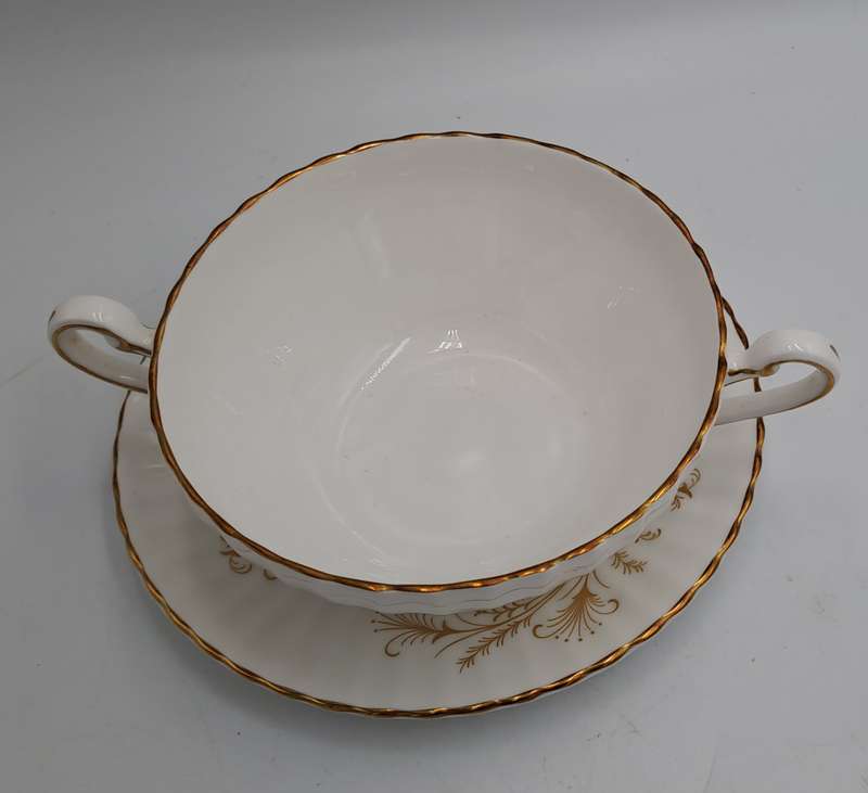 Vintage Paragon Lafayette Soup cup and plate- By appoint. to the Queen- CUP EAR REPAIRED