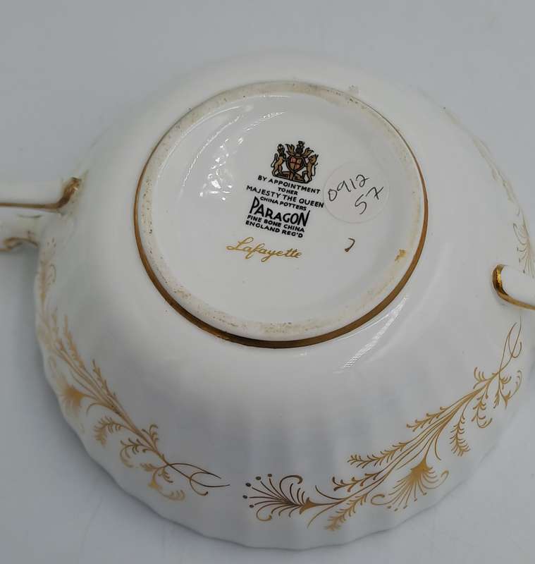 Vintage Paragon Lafayette Soup cup and plate- By appoint. to the Queen- CUP EAR REPAIRED