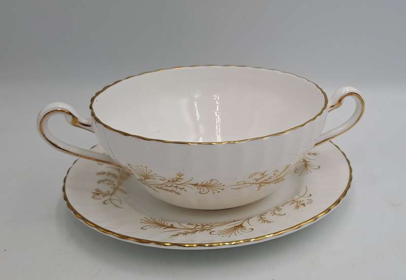 Vintage Paragon Lafayette Soup cup and plate- By appoint. to the Queen- CUP has hairline Crack