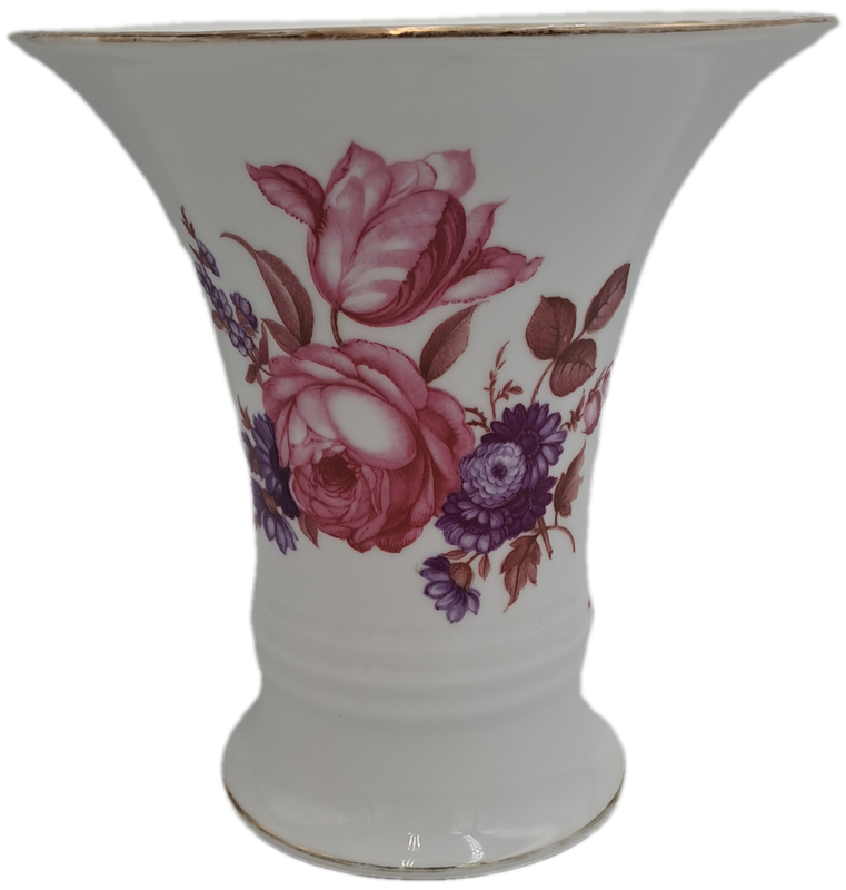 Vintage Porcelain Rosenthale Selb-Bavaria Floral Vase 180x167x110mm (Gold on rim faded )