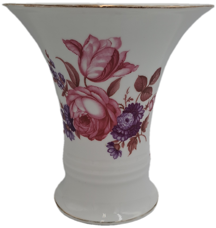 Vintage Porcelain Rosenthale Selb-Bavaria Floral Vase 180x167x110mm (Gold on rim faded )