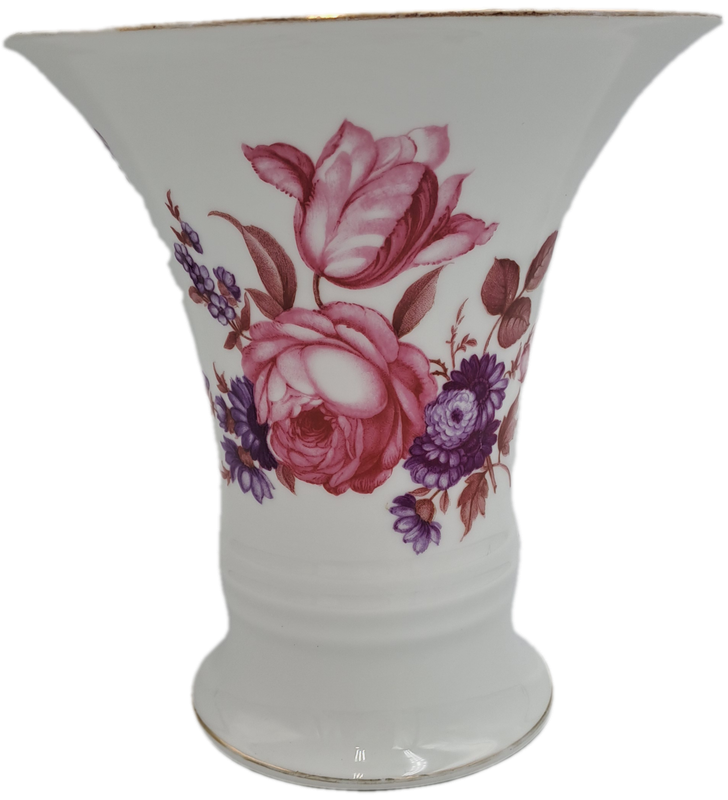 Vintage Porcelain Rosenthale Selb-Bavaria Floral Vase 180x167x110mm (Gold on rim faded )