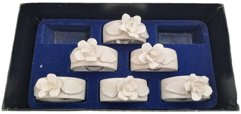 6 Handmade Floral Bone China Co.  Servette Rings Durban - Boxed