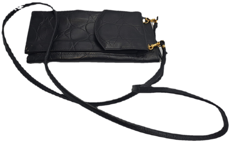 Pre-owned Ladies Genuine Leather Sling Cell Phone Purse  -Black-Made in RSA