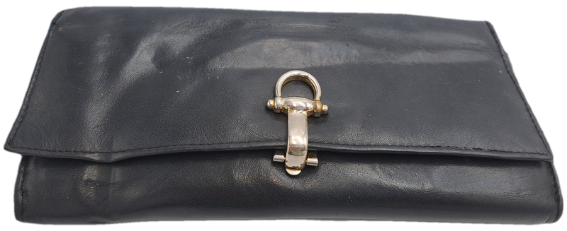 Pre-owned Elite Nappa Ladies Leather Clutch Purse -Black