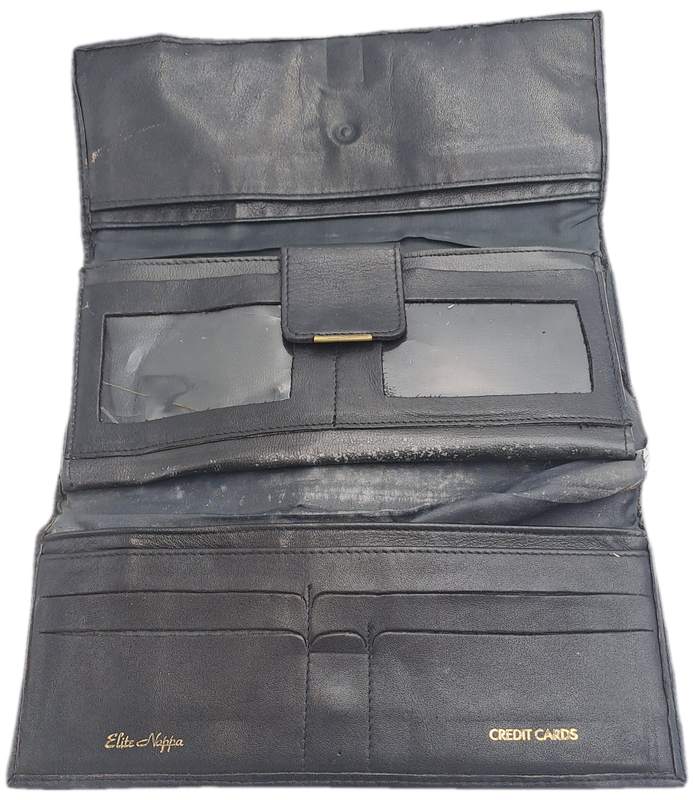 Pre-owned Elite Nappa Ladies Leather Clutch Purse -Black