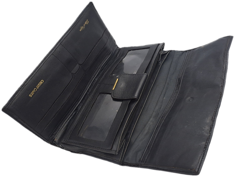 Pre-owned Elite Nappa Ladies Leather Clutch Purse -Black