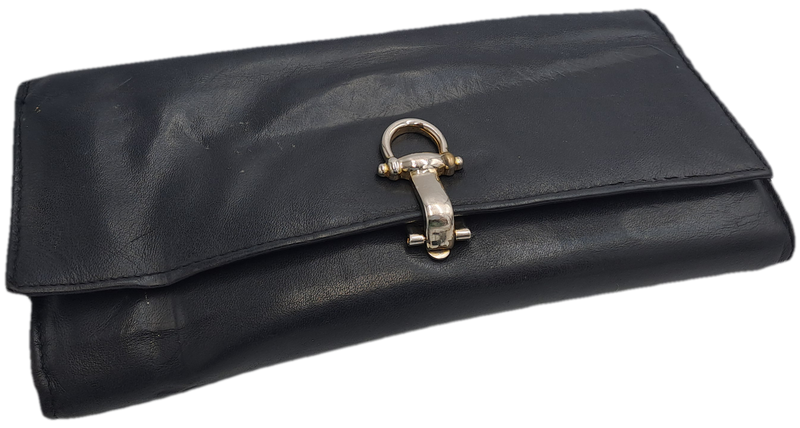 Pre-owned Elite Nappa Ladies Leather Clutch Purse -Black