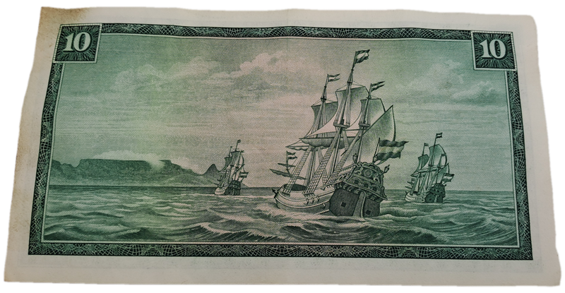 1975-1976 Ten Rand Note -T.W. de Jongh, Watermark van Riebeeck-Afrikaans-English -C/412 901582