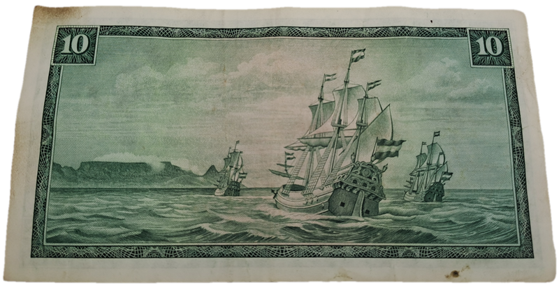 1975-1976 Ten Rand Note -T.W. de Jongh, Watermark van Riebeeck-Afrikaans-English -C/378 672490