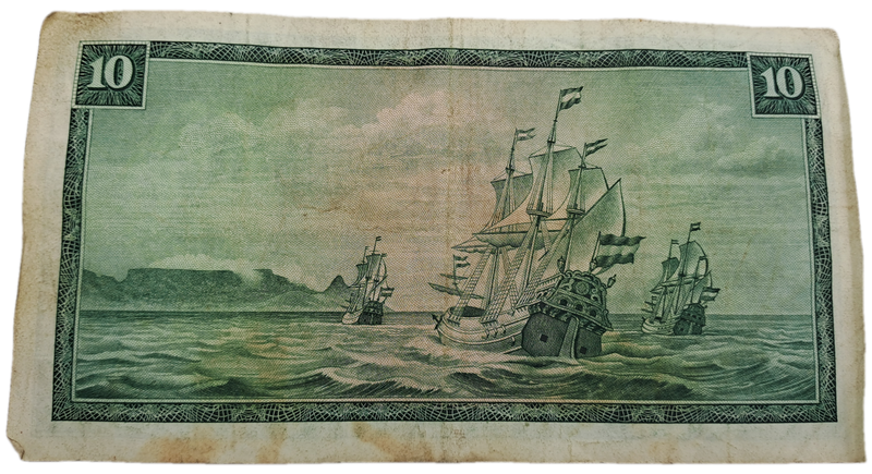 1975-1976 Ten Rand Note -T.W. de Jongh, Watermark van Riebeeck-Afrikaans-English -C/314 348191