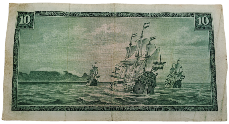 1975-1976 Ten Rand Note -T.W. de Jongh, Watermark van Riebeeck-English-Afrikaans -C/373 707276