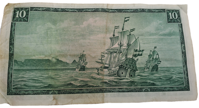 1975-1976 Ten Rand Note -T.W. de Jongh, Watermark van Riebeeck-Afrikaans-English -C/380 620817