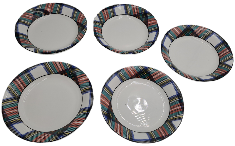 5 Small Crown Trent Dress Stewart Fine Bone China Tartan bowls-made in England-12,3cm x 2,2cm