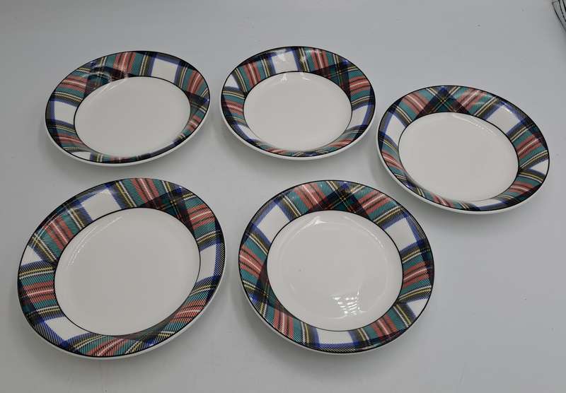 5 Small Crown Trent Dress Stewart Fine Bone China Tartan bowls-made in England-12,3cm x 2,2cm