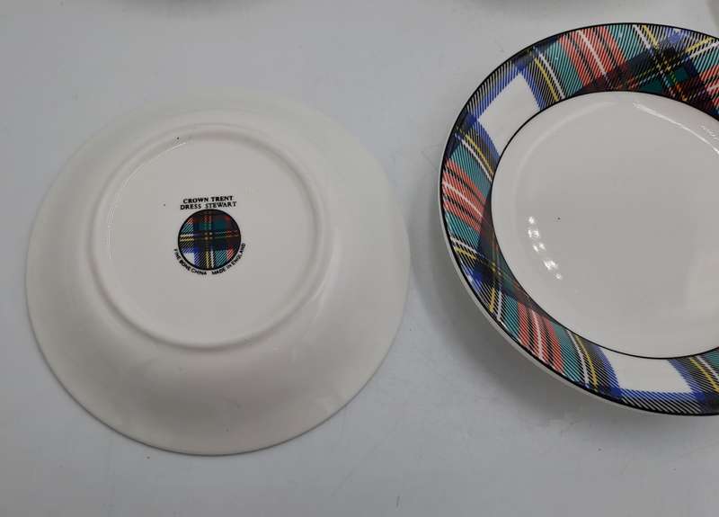5 Small Crown Trent Dress Stewart Fine Bone China Tartan bowls-made in England-12,3cm x 2,2cm