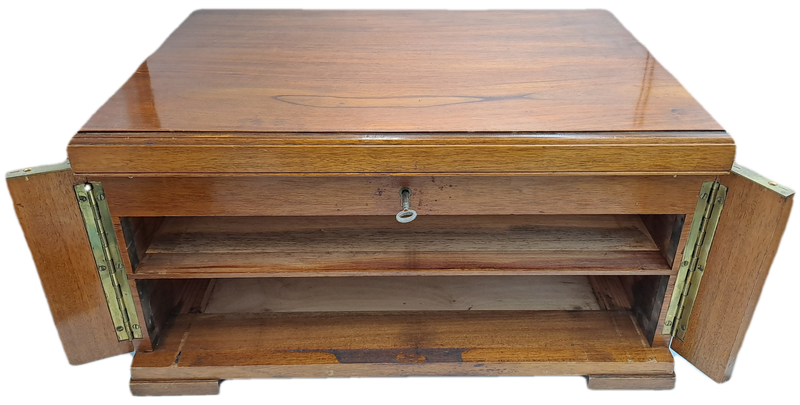 Large Antique /Vintage Empty Wood 3 Layer (2 draws) Canteen for Cutlery with Key -Hold 130+ pc