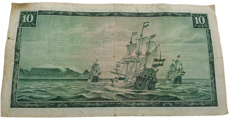 1975-1976 Ten Rand Note -T.W. de Jongh, Watermark van Riebeeck-English-Afrikaans -C/311 162499