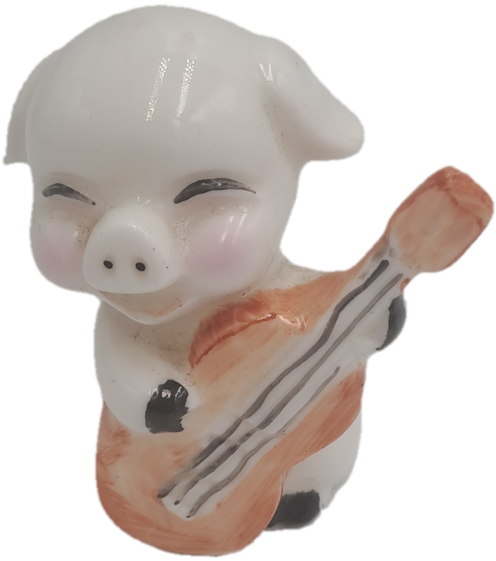 5 Vintage Japanese Elweco Pig Musician Figurines 7cm tall