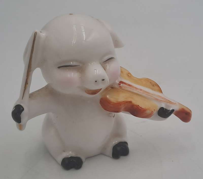 5 Vintage Japanese Elweco Pig Musician Figurines 7cm tall