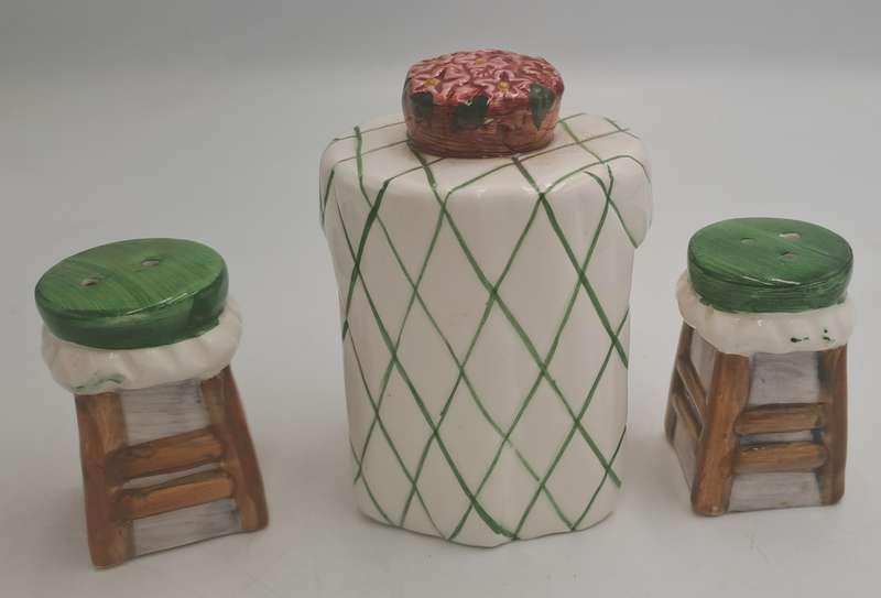 Alco Salt & Pepper Shaker 3-Pc Set Cafe Table with Barstools.