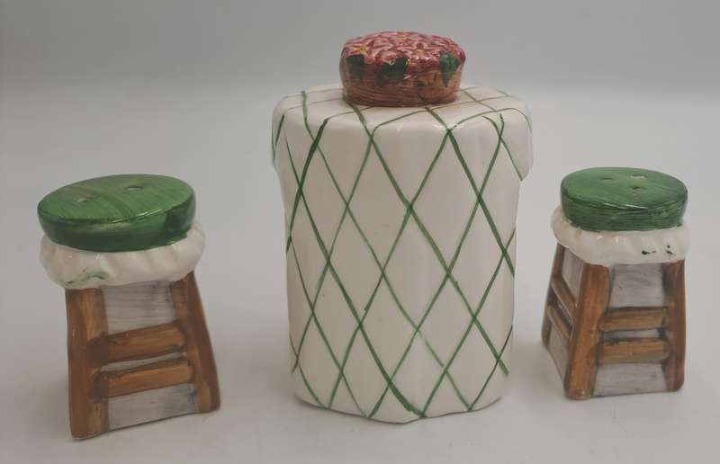 Alco Salt & Pepper Shaker 3-Pc Set Cafe Table with Barstools.