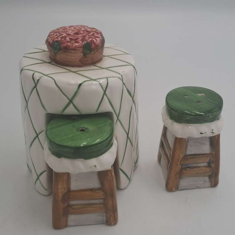 Alco Salt & Pepper Shaker 3-Pc Set Cafe Table with Barstools.