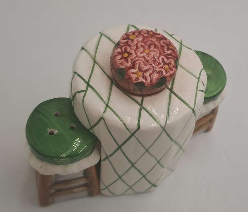 Alco Salt & Pepper Shaker 3-Pc Set Cafe Table with Barstools.