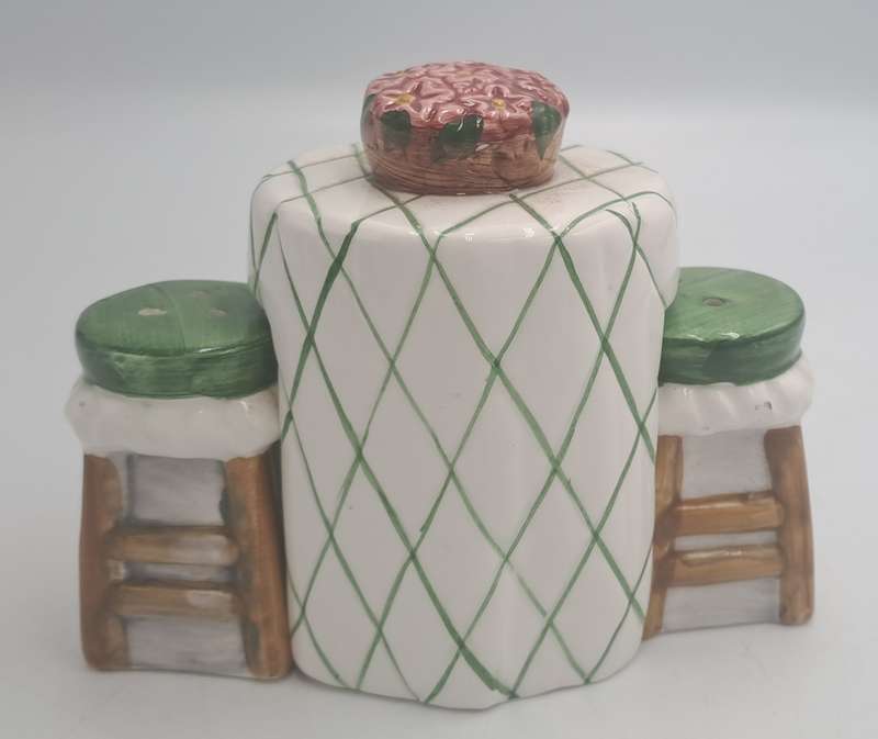 Alco Salt & Pepper Shaker 3-Pc Set Cafe Table with Barstools.
