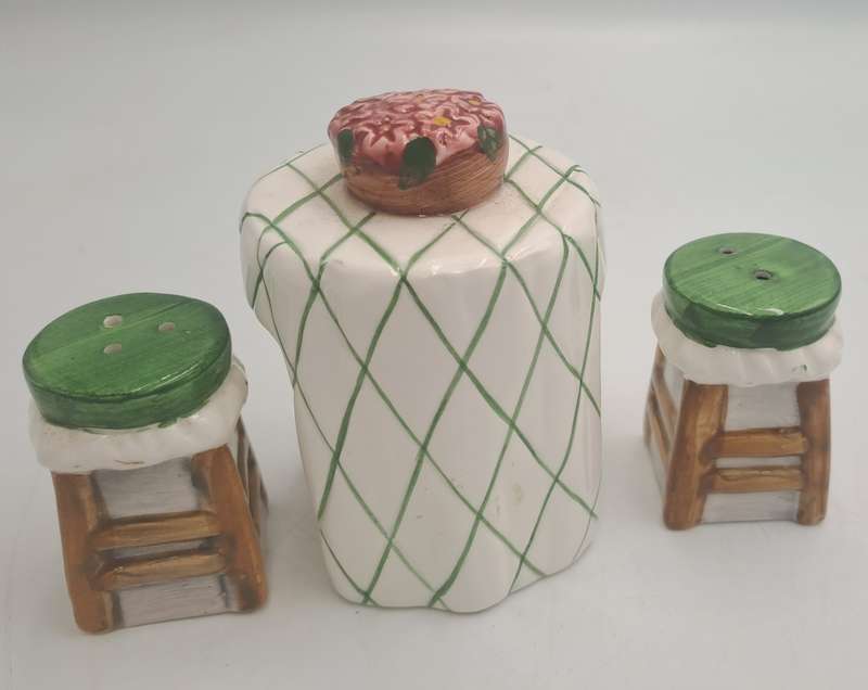 Alco Salt & Pepper Shaker 3-Pc Set Cafe Table with Barstools.