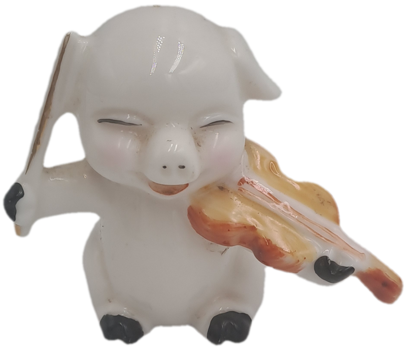 5 Vintage Japanese Elweco Pig Musician Figurines 7cm tall