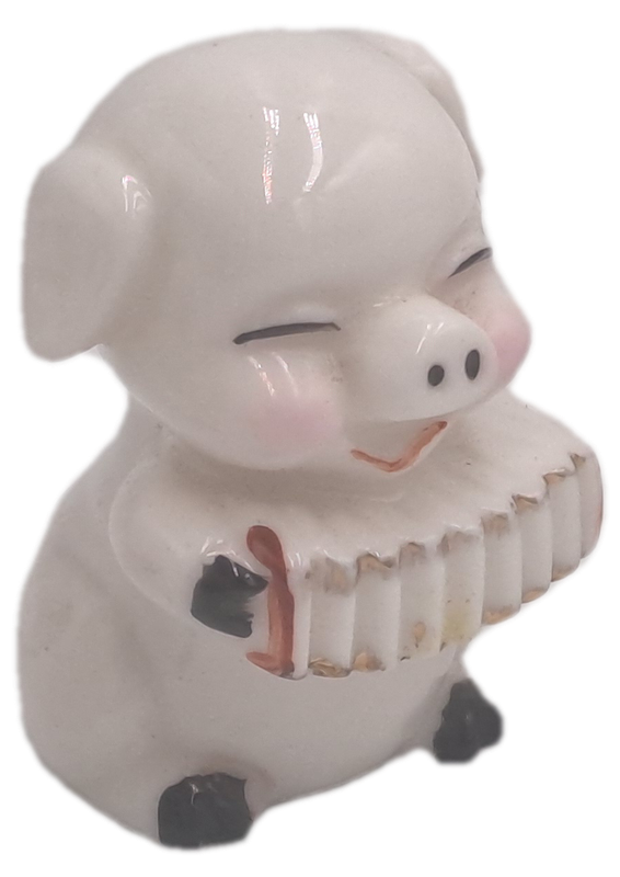 5 Vintage Japanese Elweco Pig Musician Figurines 7cm tall