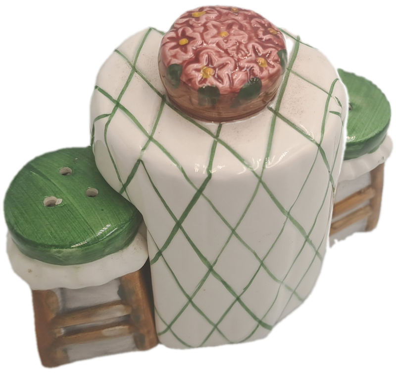 Alco Salt & Pepper Shaker 3-Pc Set Cafe Table with Barstools.