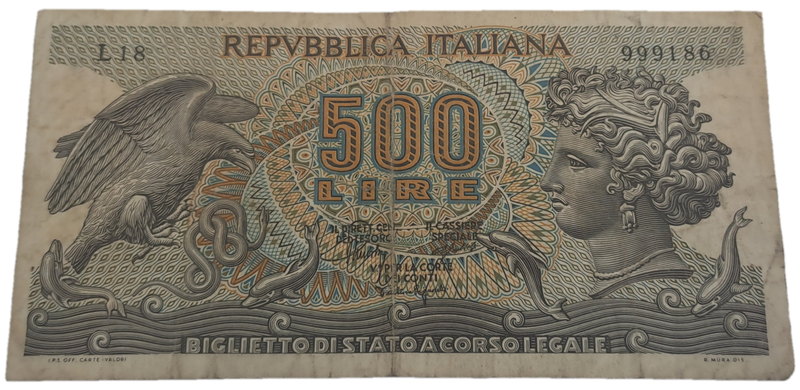 20 Oct 1967- Italy 500 Lire Bank Note -Circulated