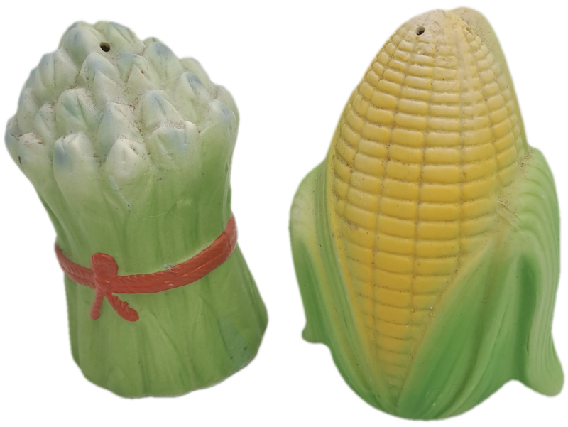 Vintage Corn and Asparagus vegetable Salt and Pepper Shakers set