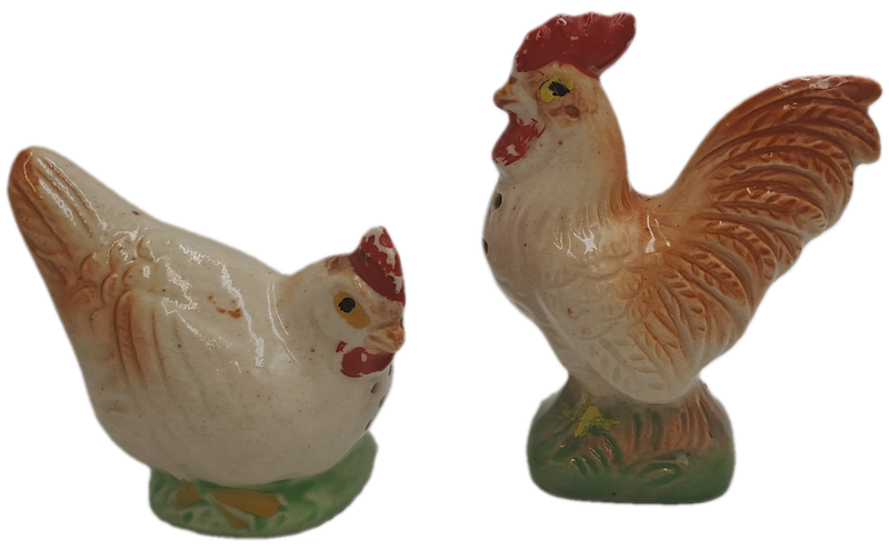 Vintage 1940's Occupied Japan Rooster and Hen Salt and Pepper Shaker set