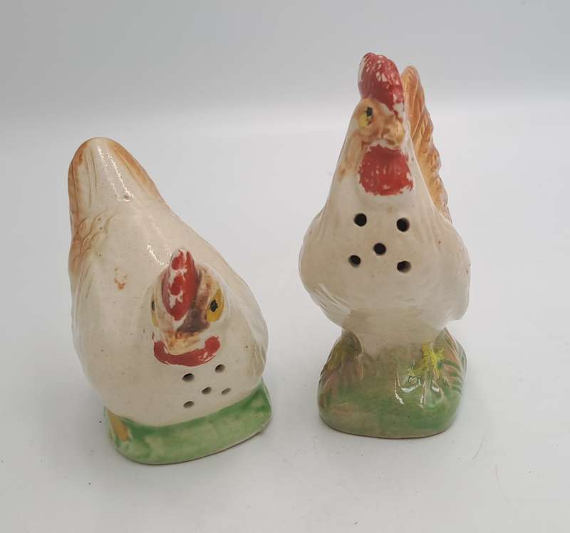 Vintage 1940's Occupied Japan Rooster and Hen Salt and Pepper Shaker set