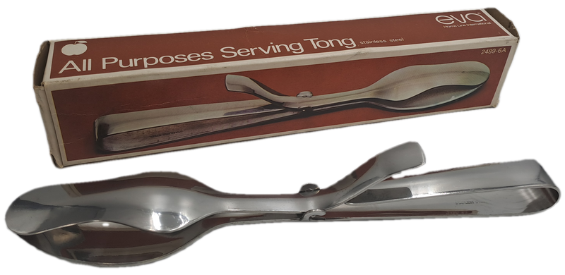 Vintage EVA Stainless Steel All Purposes Serving Tong-Boxed -Made in Hong Kong