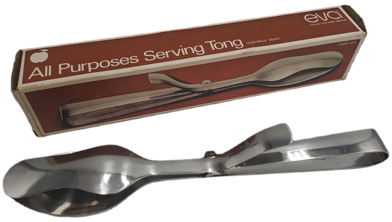 Vintage EVA Stainless Steel All Purposes Serving Tong-Boxed -Made in Hong Kong