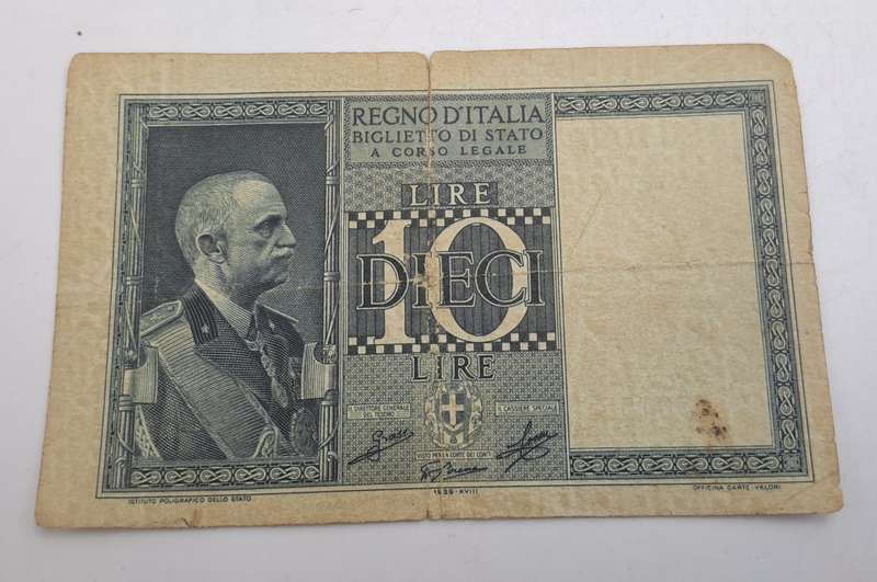 1935 Italy  10 Lire Bank Note -Circulated