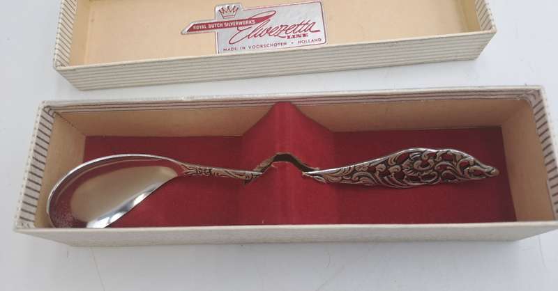 Vintage Elwezetta Royal Dutch Silverworks EPNS condiment spoon-Boxed-Holland