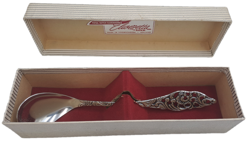 Vintage Elwezetta Royal Dutch Silverworks EPNS condiment spoon-Boxed-Holland