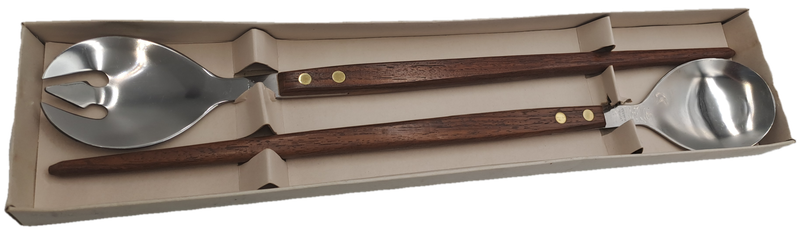 Vintage Salad serving set with wooden Handles -Boxed