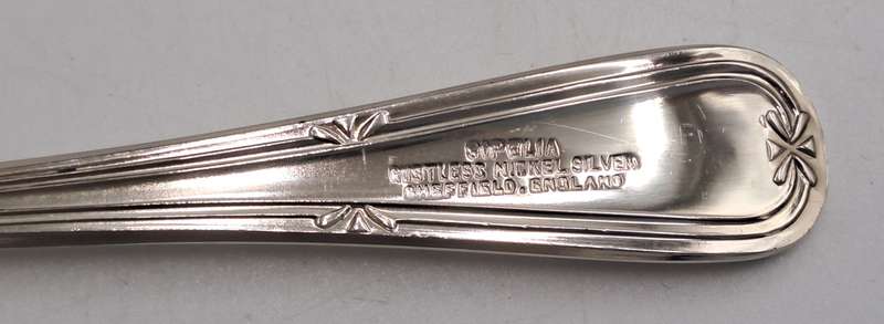 7pc Antique "Sipelia"Rustless Silver Plated Desert Spoon set - Sheffield England-Boxed