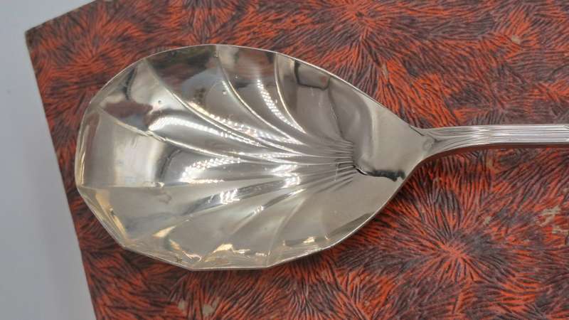 7pc Antique "Sipelia"Rustless Silver Plated Desert Spoon set - Sheffield England-Boxed