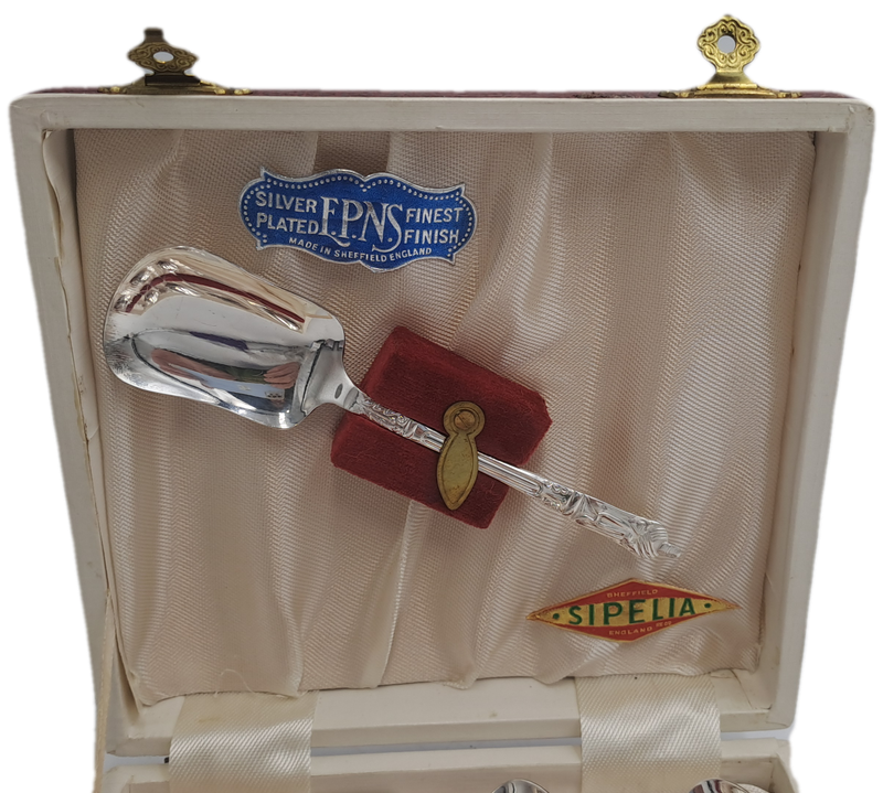 Vintage SIPELIA E.P.N.S Silver Plated Finest Finish APOSTEL Spoon set- Boxed-Sheffield England