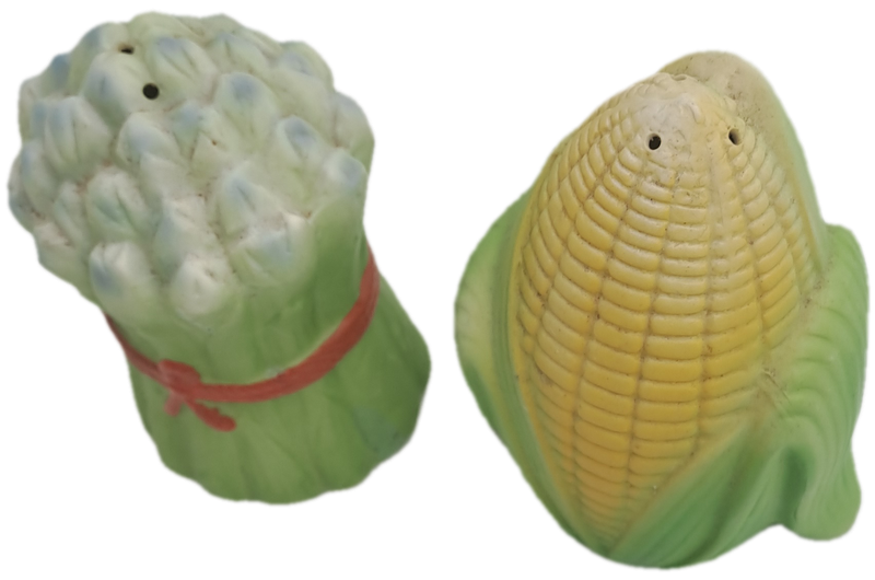 Vintage Corn and Asparagus vegetable Salt and Pepper Shakers set