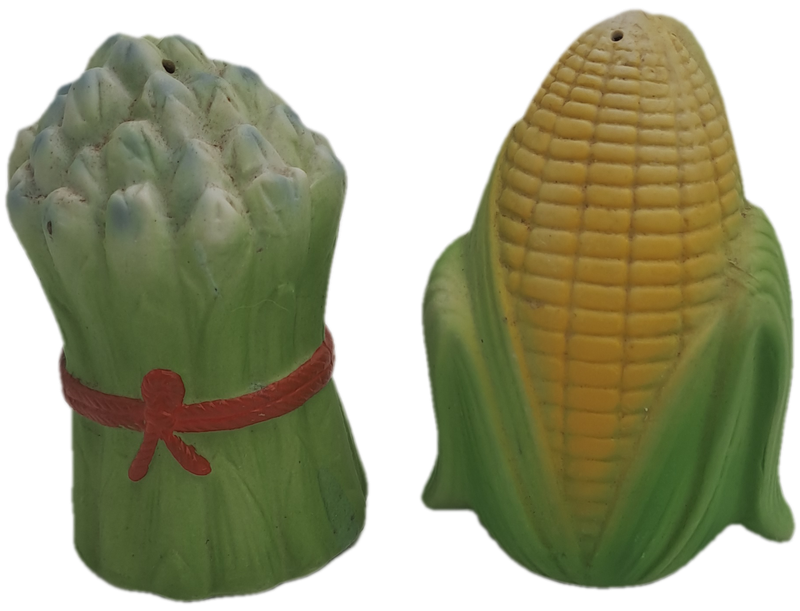 Vintage Corn and Asparagus vegetable Salt and Pepper Shakers set